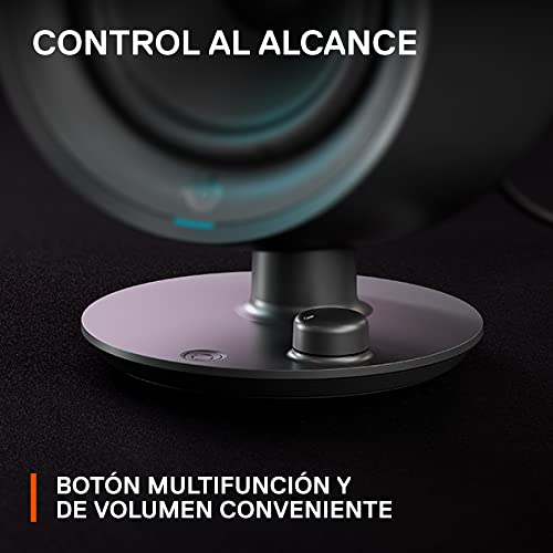 SteelSeries Arena 3 2.0 - Altavoces para Juegos de computadora - Audio inmersivo, Controles en el Altavoz, Controladores de 4 Pulgadas - con Cable y Bluetooth - PC, Mac, móvil