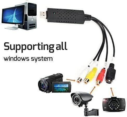 Convertidor VHS a Digital, convertidor de Audio RCA a USB, Tarjeta de Captura de Video USB 2.0, Convierte VHS a Digital de VHSVCR Mini DV Hi8 DVD para Mac/PC, Negro, BR116