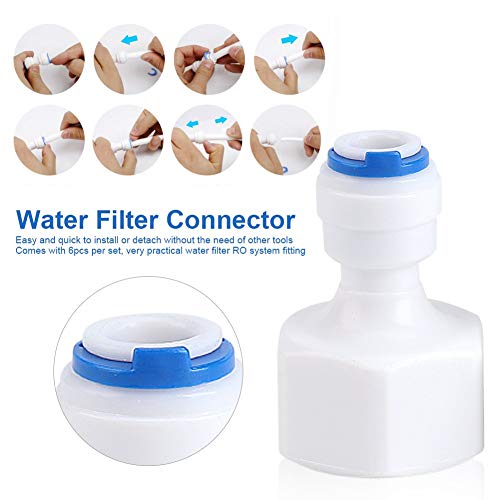 Mumusuki 6pcs 1/4" OD a 1/2" conector rápido hembra para filtro de agua de ósmosis inversa