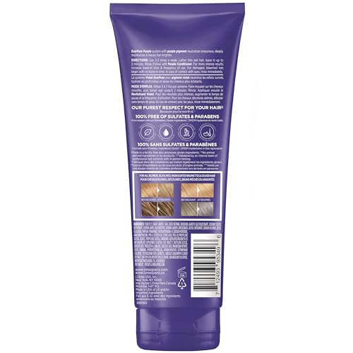 L’Oréal Paris Shampoo con tecnología morada Ever Pure Purple, neutraliza y matiza los tonos amarillentos y naranjas del pelo, para todo tipo de pelo teñido, sin Sulfatos, 200ml