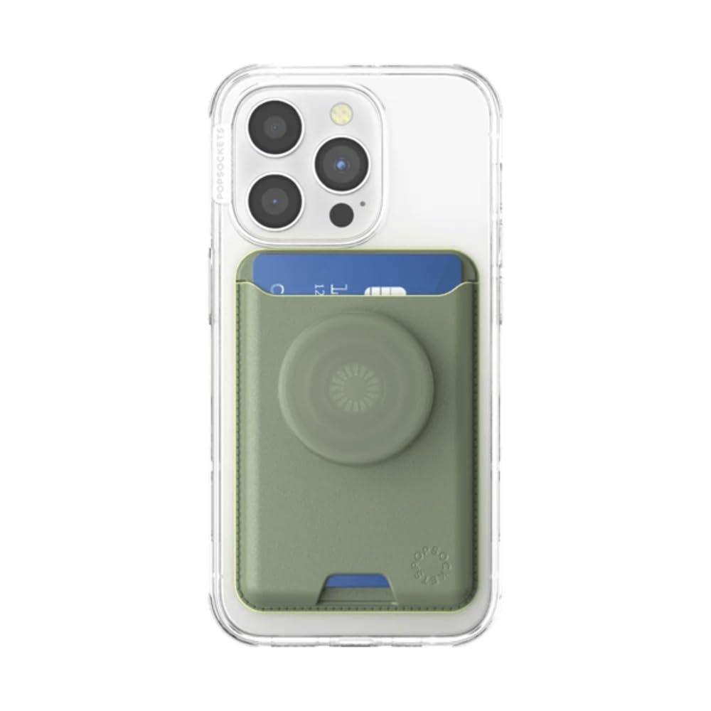 Portafolios PopSockets Softgoods MagSafe Negro con Agarre Expandible y Soporte para Tarjetas Compatible con Carga Inalámbrica