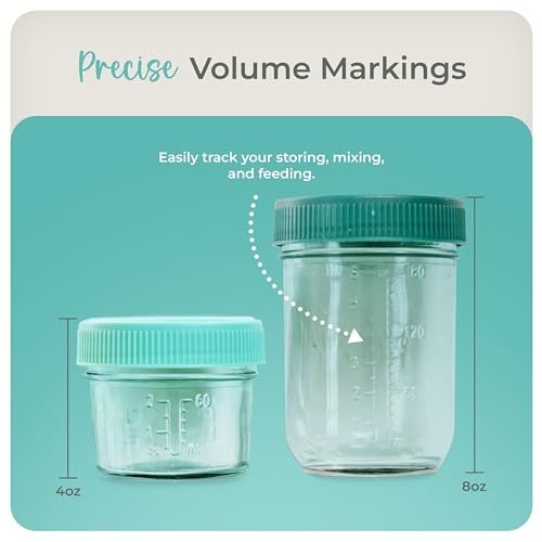 Tarros de Almacenamiento Mason Bottle Vidrio Reutilizable para Leche Materna
