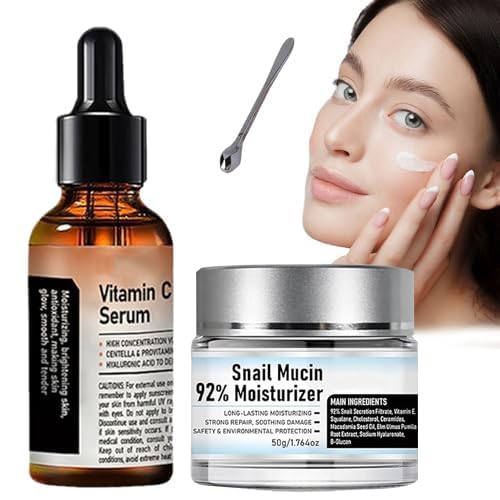 Fuxvao Crema de Baba de Caracol Original, Suero facial con vitamina C, Crema hidratante diaria en gel con mucina de caracol al 92%, Suero de mucina de caracol, Crema de Caracol, Crema nutritiva de