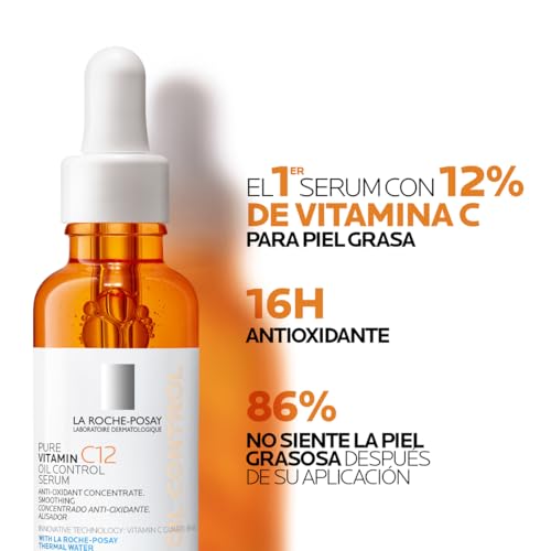 La Roche-Posay Pure Vitamin C12 Oil Control Serum 30ml Serum anti-oxidante con 12% de Vitamina C y Ácido Salicílico para piel mixta a grasa