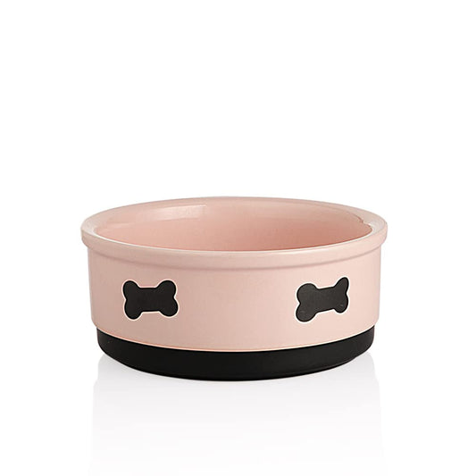 Cuencos De Cerámica SWEEJAR Rosa con Patrón De Hueso para Perros Medianos 35 Onzas Líquidas