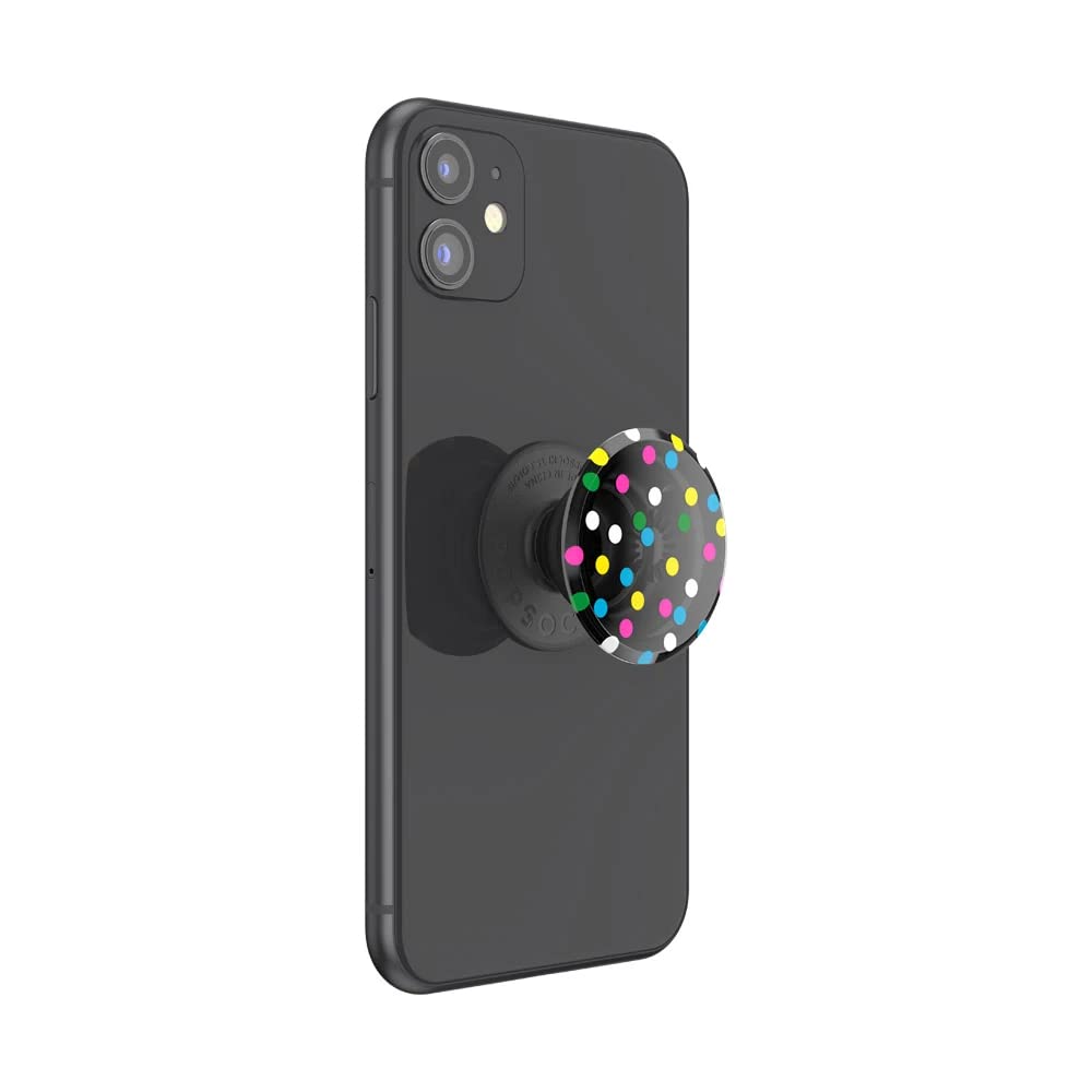 Empuñadura para Teléfono PopSockets Disco Negro con Soporte Expandible Translúcido