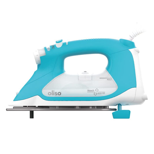 Plancha de Vapor Oliso TG1600 Pro Plus Turquesa con Elevación Automática y Suela de Cerámica de Diamante para Ropa y Costura