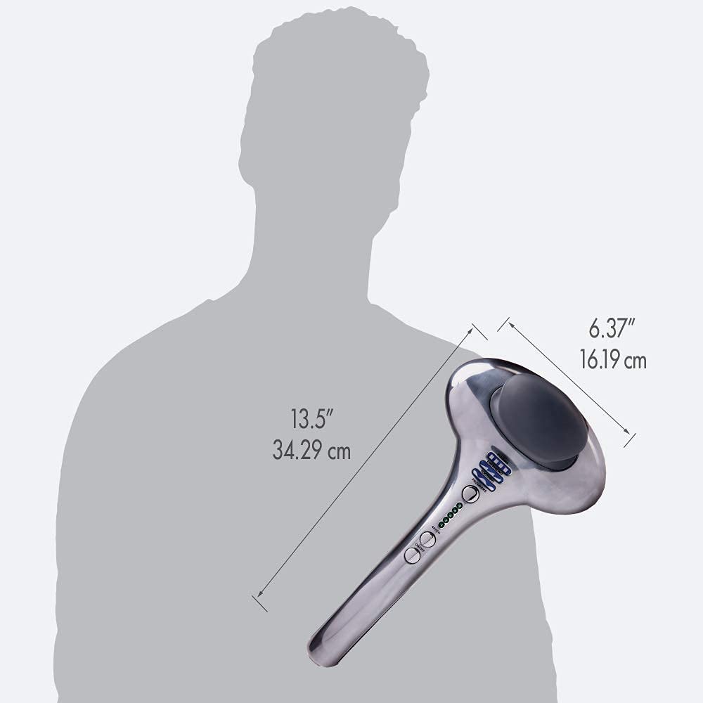 Mástil inalámbrico, masajeador de percusión de espalda, amasado profundo, doble nodo, portátil, ligero, recargable, Brookstone Max 2, plata (B-HHP-650J)