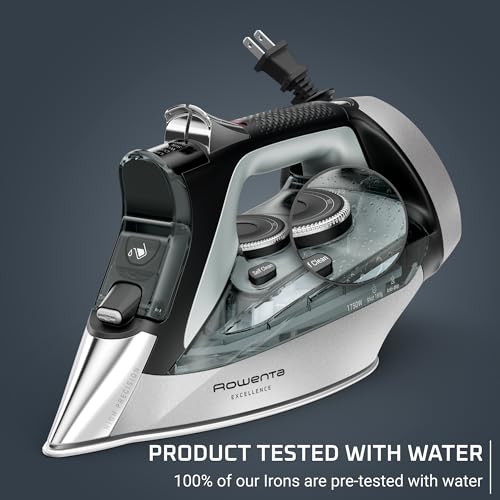 Rowenta Plancha de Vapor Excellence con cable retráctil para practicidad y libertad de movimiento, con panel digital, poderoso vapor de hasta 180 g/min, modelo Eucalyptus DW5432U1