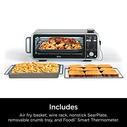 Horno Tostador Ninja Acero Inoxidable con Freidora de Aire y Termómetro para Cocinar Comidas Rápidas y Deshidratar