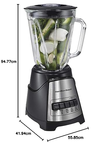 Hamilton Beach Licuadora Power Elite, con 12 Funciones, Vaso de Vidrio, 1.2 Litros, Negra (58148-MXR)