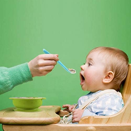 Cucharas Suaves de Silicona PandaEar Azules, sin BPA, para Entrenamiento de Alimentación de Bebés y Niños, Paquete de 6
