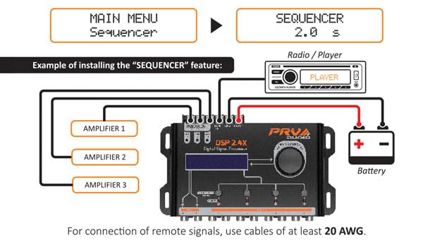 Procesador de Señal Digital PRV AUDIO para Automóvil con Crossover y Ecualizador de 4 Canales