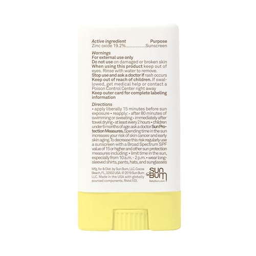 Sun Bum Protector solar SPF 50 para bebé, protección facial y corporal enrollable de minerales UVA/UVB para piel sensible, sin fragancia, tamaño de viaje, sin perfume, 0.5 onzas