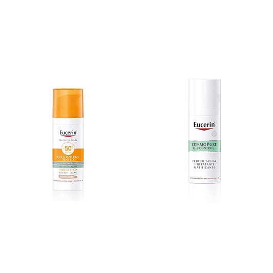 Eucerin Eucerin Sun Oil Control Fps 50+ Tono Medio 50Ml + Fluido Facial Hidratante Matificante para piel grasa, 50 ml