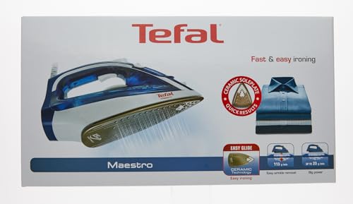 Plancha Tefal Azul Blanco CeramicGlide Vapor-Seco