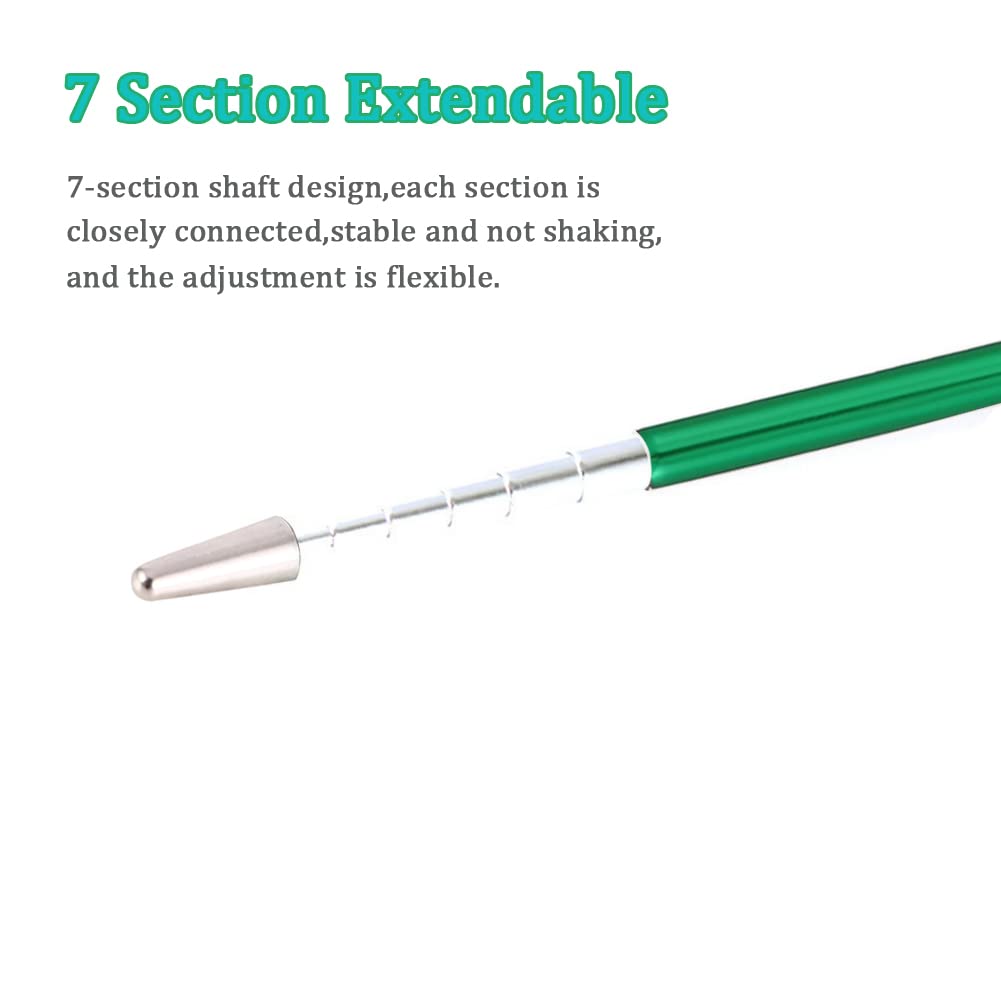 DAITET Puntero telescópico para Profesores, Palo de enseñanza para Aula, Puntero retráctil de Mano de Metal, Longitud extendida de 25 Pulgadas, Puntero de pizarrón Blanca (Verde)