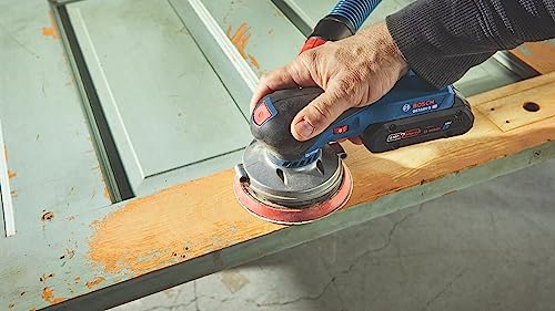 BOSCH GEX18V-5B15 18V sin escobillas 5 pulgadas Kit de lijadora de órbita aleatoria con (1) batería de alimentación avanzada CORE18V 4 Ah