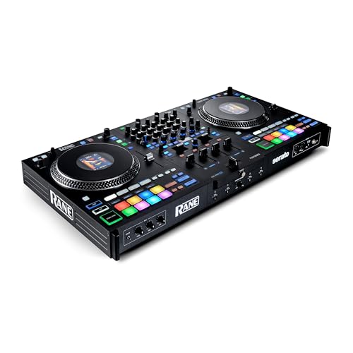 Controlador DJ Rane Performer Negro Motorizado 4 Canales con Platos 7" Displays Faders Precision Feel Stems FX Avanzado Serato DJ Pro