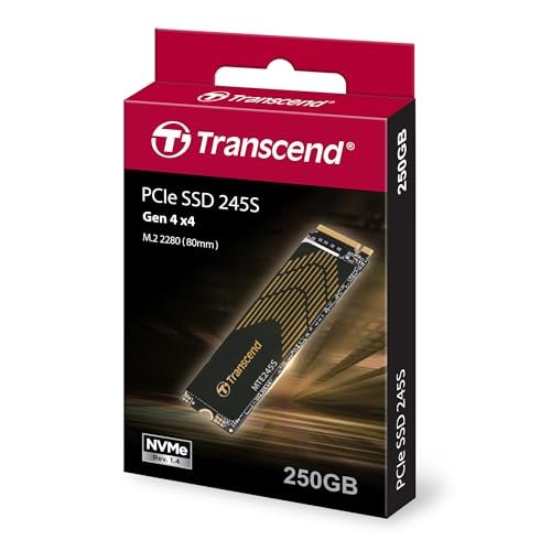 Transcend TS250GMTE245S Unidad Interna de Estado sólido para Juegos M.2 PCIe Gen4x4 2280 NVMe con disipador térmico de grafeno, con velocidades de hasta 3,200MB/s