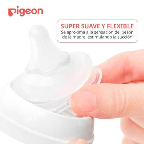 Tetina Peristáltico PLUS PIGEON Ancha Anticolicos Silicona SofTouch para Bebé Tamaño S