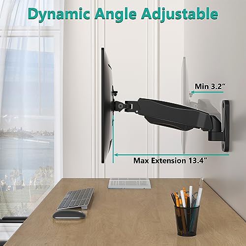 Soporte para Monitor WALI Negro Ajustable con Resorte de Gas para Pared