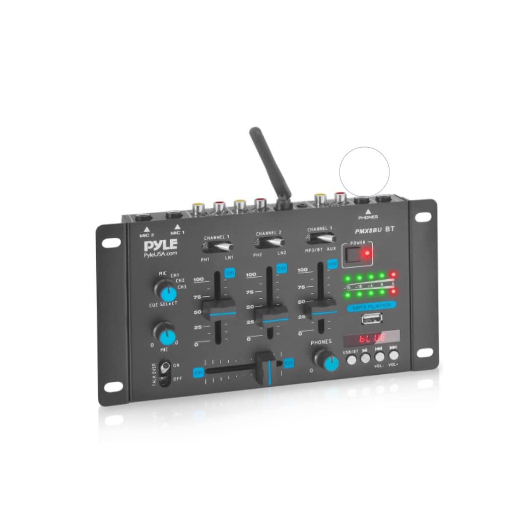Mezclador de Sonido Pyle Blanco Inalámbrico para DJ con Bluetooth y USB