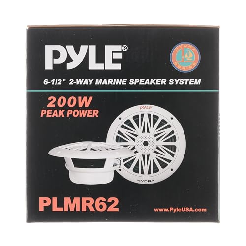 Pyle Bocinas Marinas 6.5 Pulgadas 200 Vatios, Altavoces para Exteriores, Impermeables y Resistentes, Cono Policarbonato, Borde de Goma Butílica, 1 Par