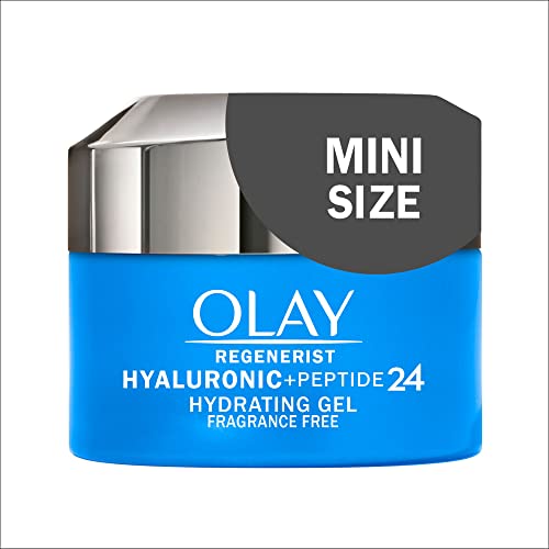 Olay Regenerist Hyaluronic + Peptide 24 Gel Face Moisturizer, Fragrance-Free, All Skin Types, Trial Size 0.5 oz