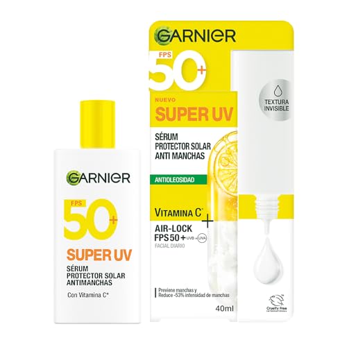 Garnier Super UV Protector Solar Facial Fluido Anti Oleosidad 40ml | Vitamina C, Textura Invisible