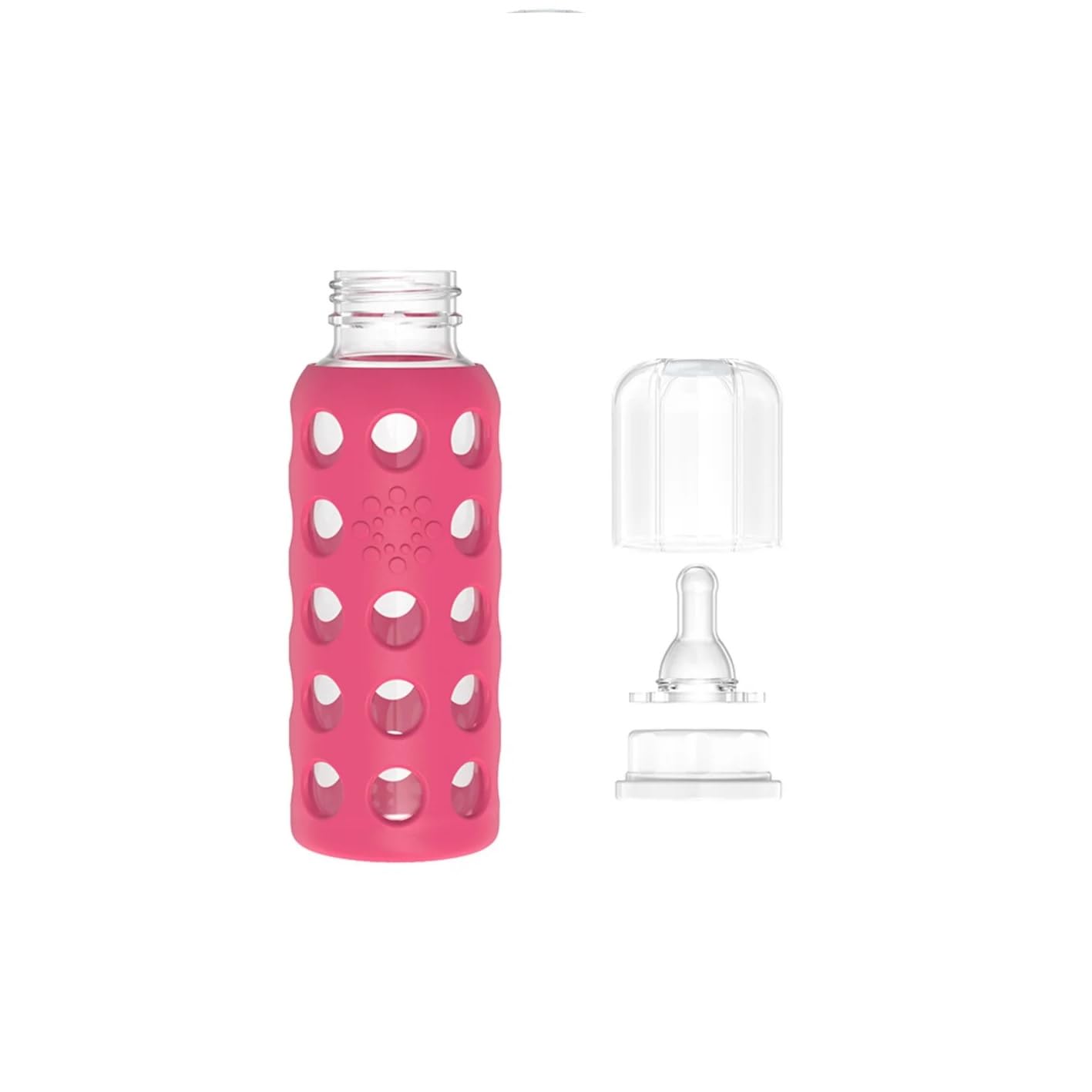 Lifefactory Glass Baby Bottle with Silicone Sleeve 9 Ounce, Set of 2 - Blue/Raspberry by Lifefactory