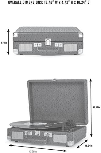 Crosley CR8005F-BK Cruiser Plus - Tocadiscos de Vinilo con Bluetooth de 3 velocidades, Color Negro y Rojo