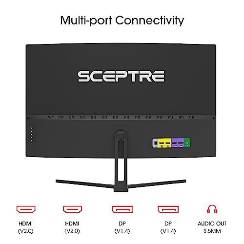 Monitor de Juegos Curvado Sceptre Negro 32 Pulgadas sobremarcha 240 Hz AMD FreeSync Altavoces Integrados