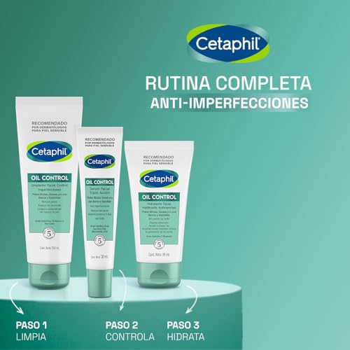 CETAPHIL Oil Control Hidratante Facial Matificante Antimanchas con Ácido Salicílico 89ml Hidrata Humecta y Trata la Piel Sensible Propensa a Imperfecciones Recomendado por Dermatólogos
