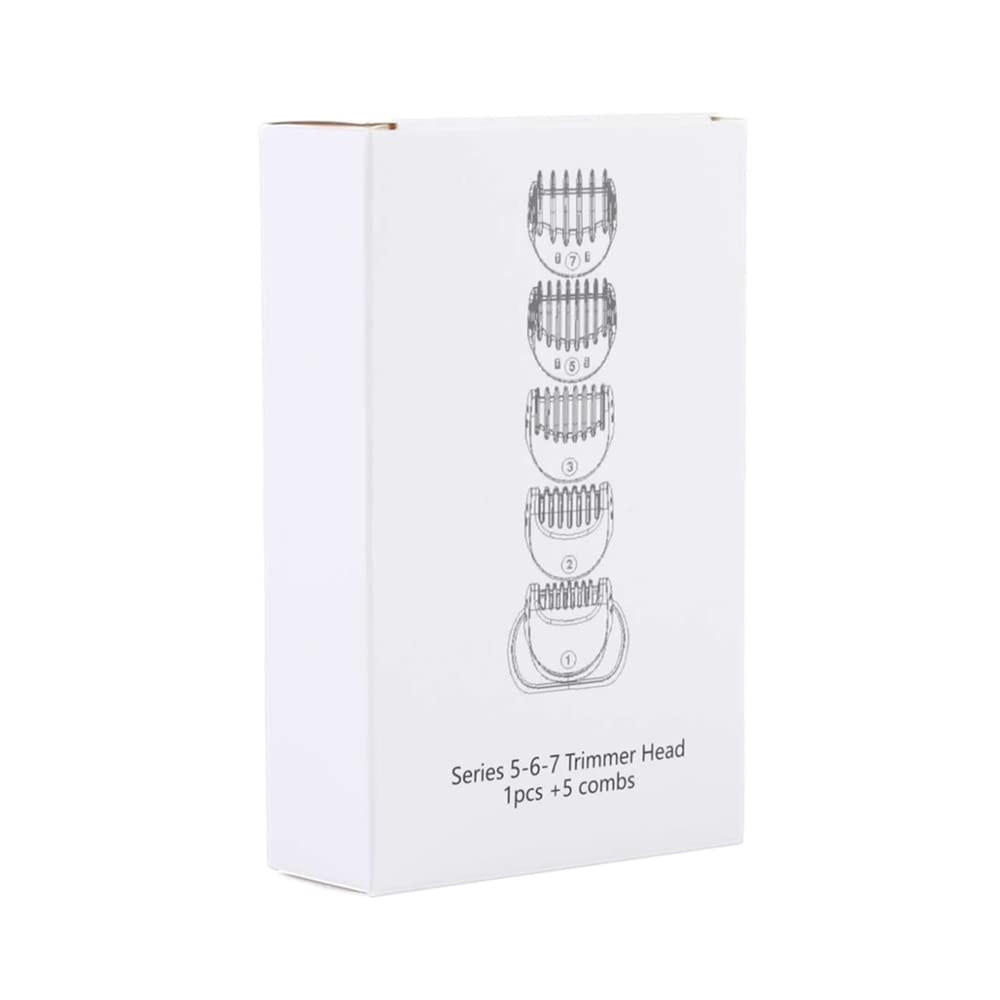 Cabezal de cortadora de barba compatible con 5 piezas de accesorios de corte de peine para Braun Series 5, 6 y 7, 5018s, 5020s, 6075cc, 7071cc, 7075cc, 7085cc, 7020s, 5050cs, 6020s, 6072cc, 7027cs