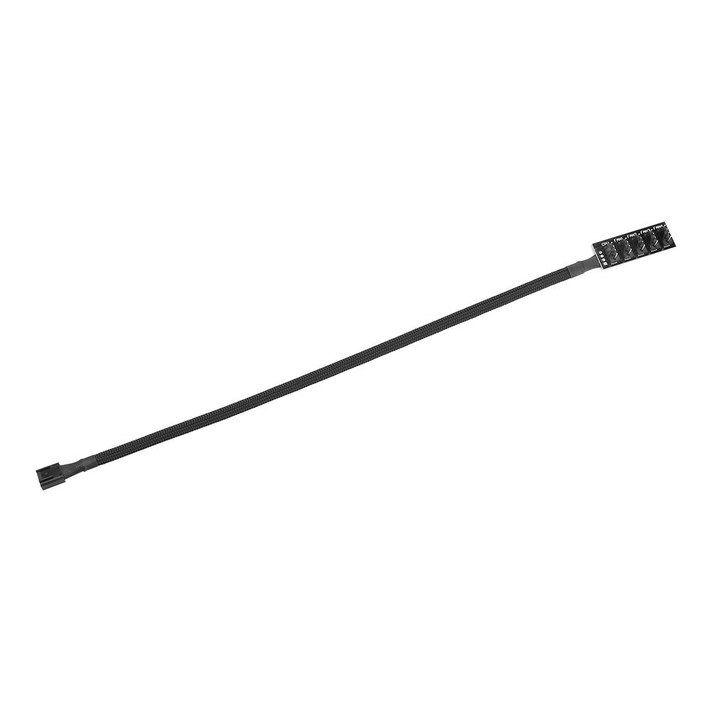 Ventilador de Refrigeración Yosoo Negro Splitter Hub Adaptador Trenzado para CPU Fans 4-Pin PWM 5-Port PC