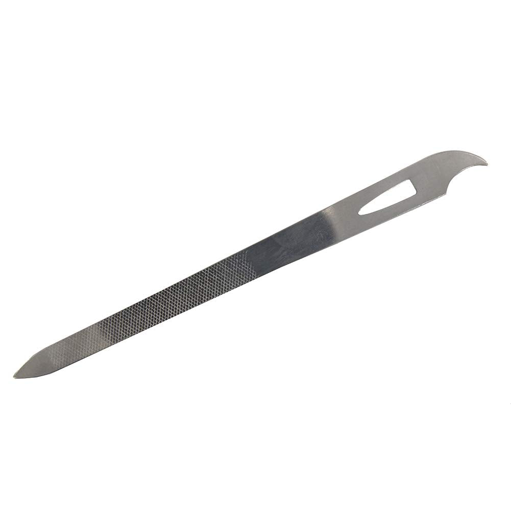 Yeshan Stainless Steel Triple-cut Long Nail File with Nail Cleaner Tip,5.5 Inch,Pack of 2