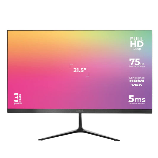 Acteck Monitor Plano 21.5" VA/Captive Vivid SP215 / FHD / 75Hz / 5ms / 1xVGA / 1xHDMI / Vesa 100x100mm / Negro