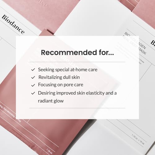BIODANCE Bio-Collagen Real Deep Mask, Overnight Mask, Pore Eraser Mask, Hydrogel Mask Sheet, Pore Tightening, Hydrating, Low Molecular Collagen Face Mask | 34g x4ea