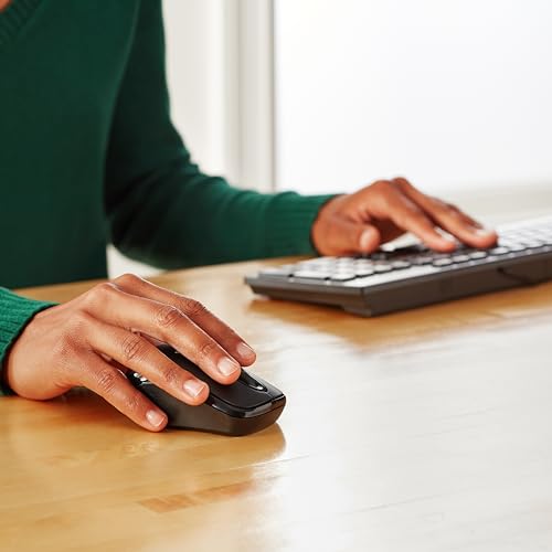 Mouse Óptico Inalámbrico Amazon Basics Negro con Receptor Nano USB de 2,4 GHz para Computadora