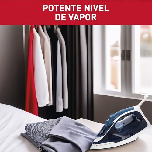 Plancha de Vapor T-fal Blanca Azul con Tecnología True Ceramic Glide 1600W