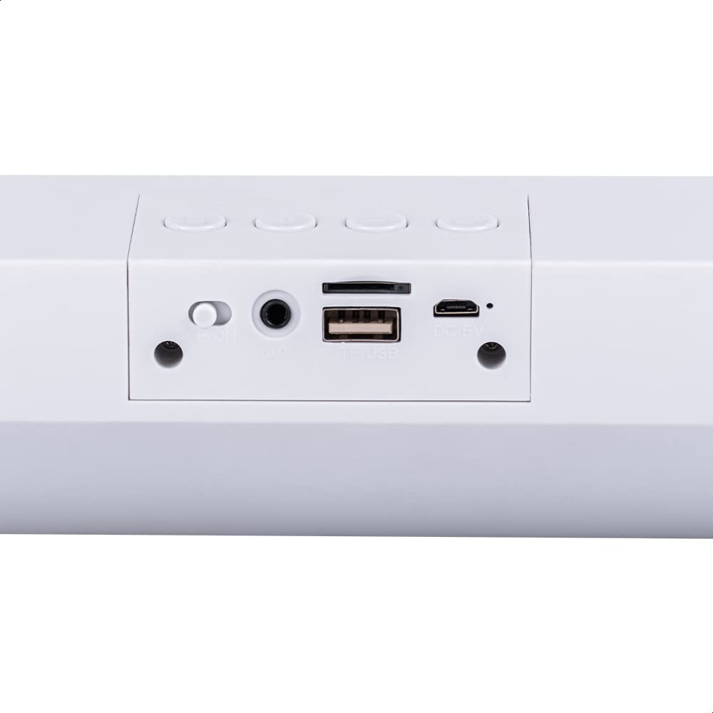 TECHZONE NASA Barra de Sonido, Bocina Bluetooth V5.0 Conexión TWS Batería Recargable, AUX TF/USB/FM, Color Blanco