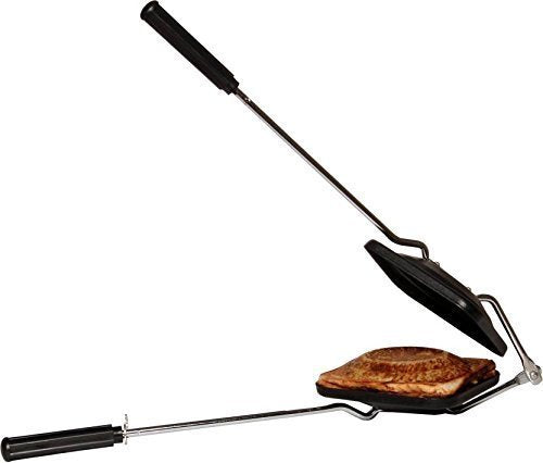 Tostador de Sándwiches Shourya Trading Negro Rectangular de Aluminio Antiadhesivo y Acero Inoxidable