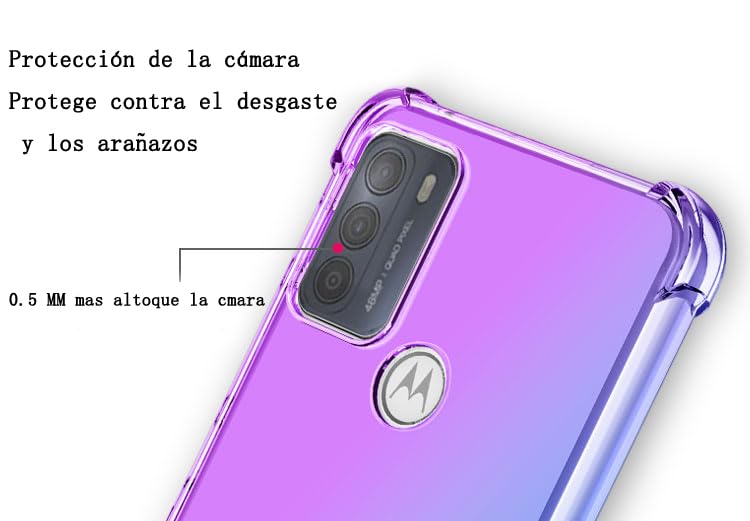 DABUNA Funda para Moto G60 y G40 Fusion Case Uso Rudo,Transparente Colores Degradados Protectora de Cámara Anticaída Carcasa Bumper(Púrpura Azul)