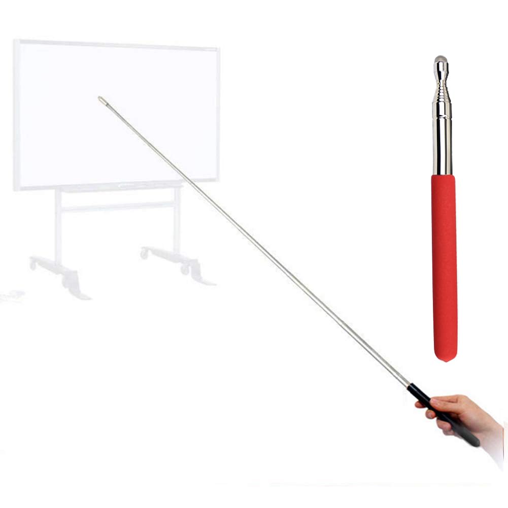 Puntero telescópico para profesores, puntero de enseñanza para aula, puntero retráctil de metal a mano, longitud extendida de 39 pulgadas, puntero de pizarrón blanca de presentación de mano (rojo esmerilado)