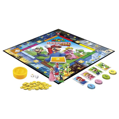 Hasbro Gaming Monopoly Junior: Super Mario Juego de Mesa con 1 Tablero, 2 Dados, Accesorios e instructivo para 2 a 4 Jugadores a Partir de los 5 años