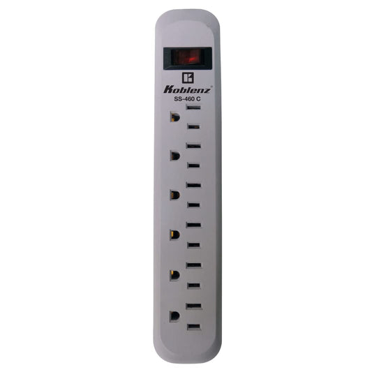 Koblenz Supresor de Picos Trifásico con 6 contactos, Switch on/off integrado, Circuit Breaker de 10 amp con función de reseteado y cable de 45 cm modelo SS-460 C
