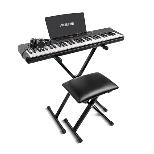 Alesis Melody 61 MK4 Teclado Piano Eléctrico para Principiantes con 61 Teclas, Altavoces, Soporte, Banqueta, Auriculares, 300 Sonidos y Lecciones de Música