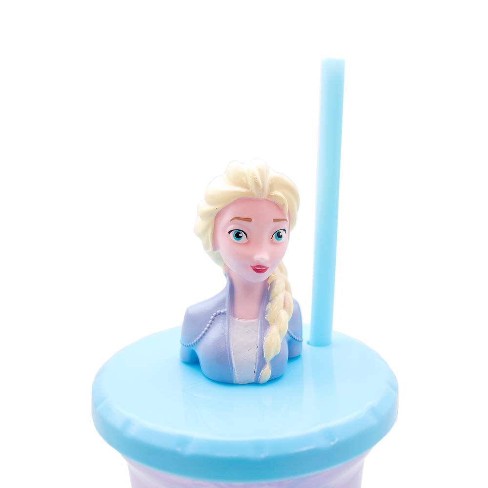 Frozen Elsa Buddy - Vaso para sorbos con pajita, 15 onzas