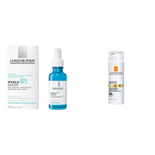 La Roche Posay Hyalu B5 Serum Facial de Acido Hialuronico con Vitamina B5 Puro. Suero Concentrado Antiarrugas, 30 ml + protector solar facial anthelios age correct crema ligera fps50